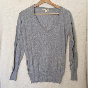 Fine Knit Grey V Neck Sweater